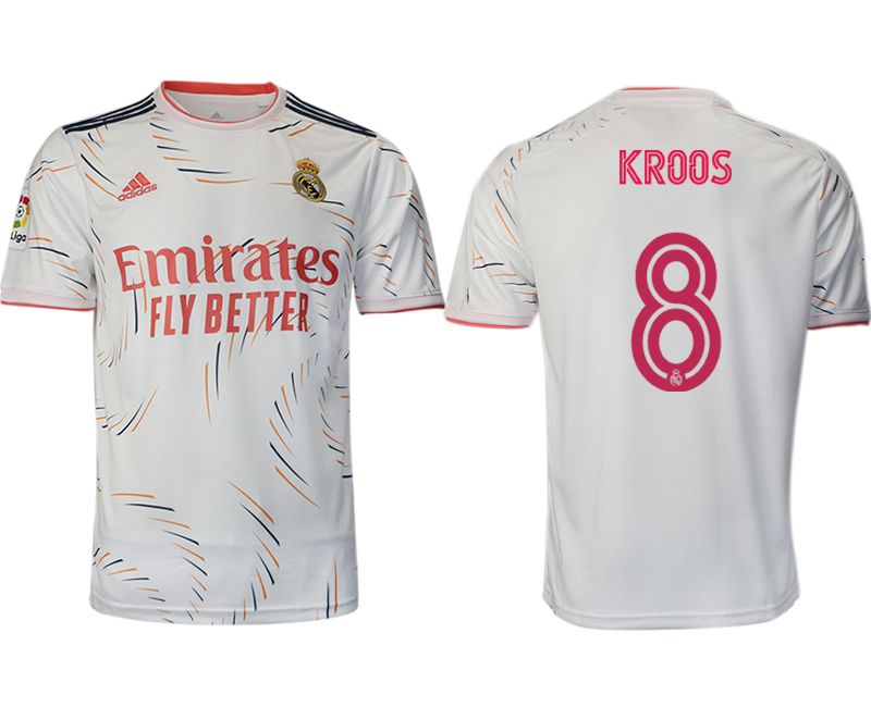 Men 2021-2022 Club Real Madrid home aaa version white #8 Adidas Soccer Jersey